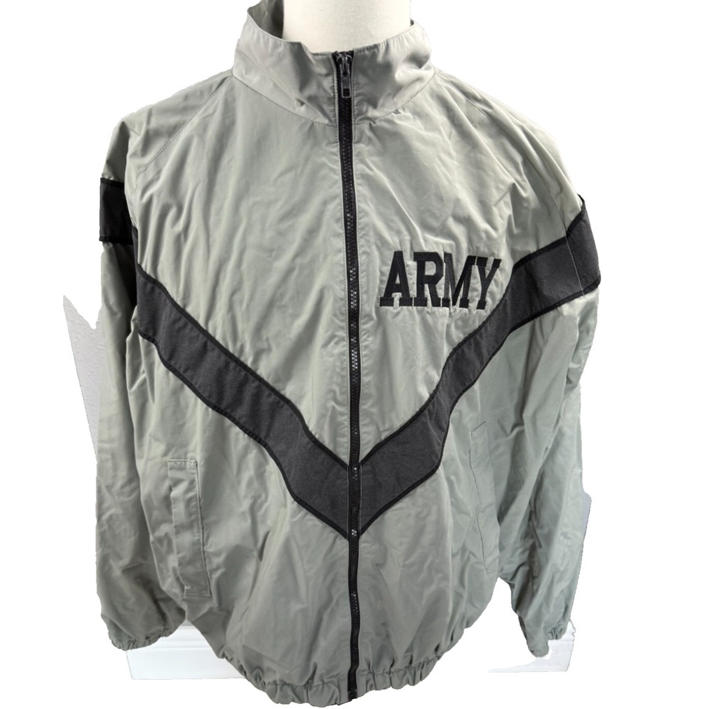 Skilcraft US Army PFU Windbreaker Jacket Grey‎ Black Mens Medium